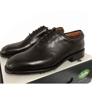 NEW $400 Justin Boots Golf Shoes! Brown Handcrafted Leather Dress Style NARROW